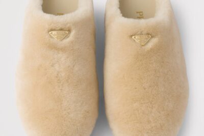 Prada Shearling Mules Beige