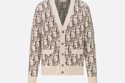 Dior Oblique Cardigan Beige and Brown Virgin Wool Jacquard