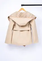 LV Reversible Signature Short Hooded Wrap Coat Light Brown - Image 2