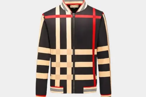 Burberry Jacket Black Beige Print