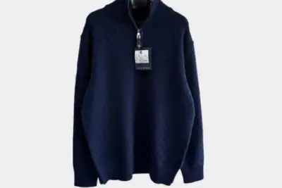 LV Cashmere-Wool Blend Half-Zip Pullover