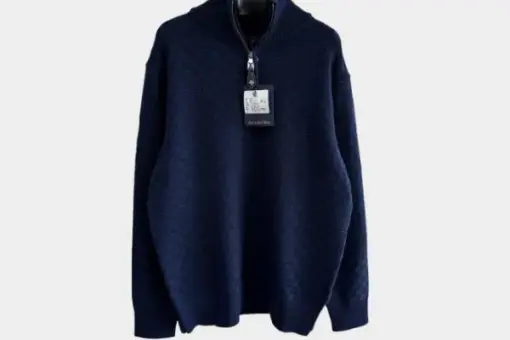 LV Cashmere-Wool Blend Half-Zip Pullover