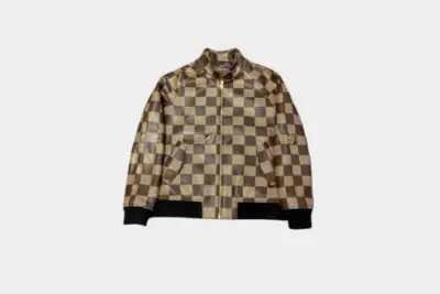 LV Damier Leather Harrington Jacket Golden Brown