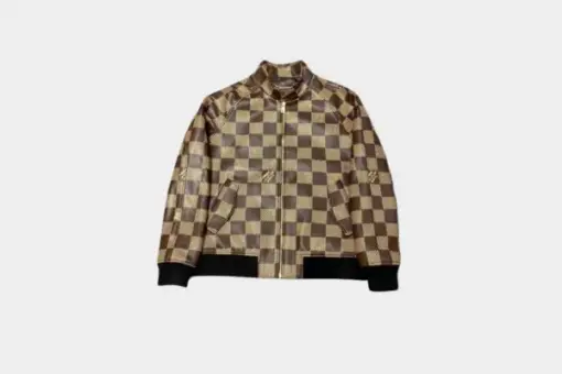 LV Damier Leather Harrington Jacket Golden Brown