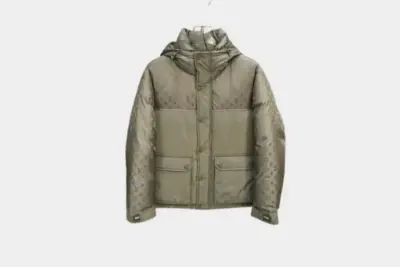 LV Down Puffer Zipped Jacket Moss Green