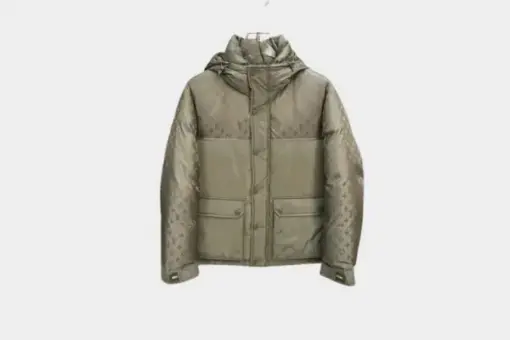 LV Down Puffer Zipped Jacket Moss Green