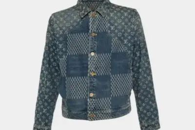 LV x Nigo Navy Blue Monogram Denim Button Front Jacket