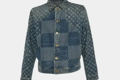 LV x Nigo Navy Blue Monogram Denim Button Front Jacket