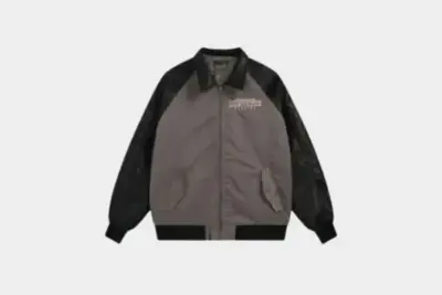 LV Leather And Nylon Blouson Jacket Black/Grey