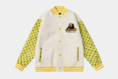 Lv Monogram Playground Varsity Blouson Jacket Yellow/White