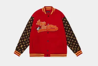 LV Monogram Pattern Varsity Jacket Red/Black