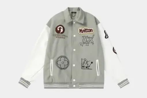 LV Studios Varsity Jacket Grey/White