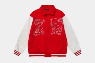 LV Varsity Leather Jacket Red/White