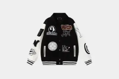 LV Varsity Jacket Stylish Streetwear Casual Baseball Coat White/Black