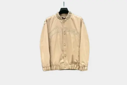 LV Embroidered Cotton Blend Bomber Beige