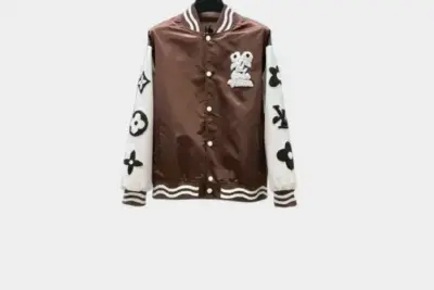 LV Embroidered Varsity Jacket Brown/White