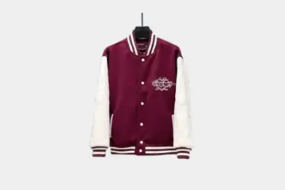 LV Embroidered Calfskin Varsity Jacket Red/White