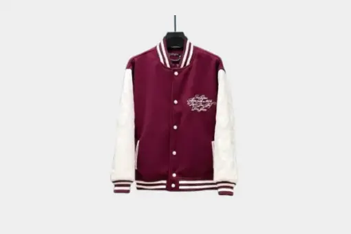 LV Embroidered Calfskin Varsity Jacket Red/White