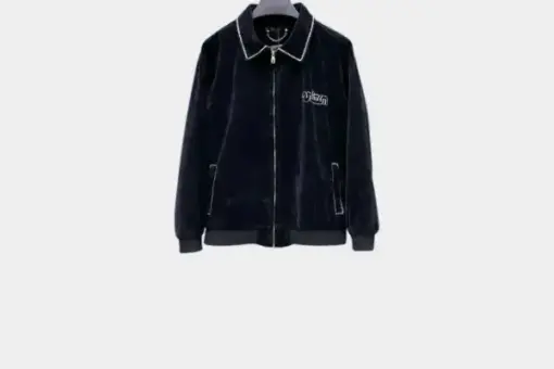 LV Embroidered Suede Calfskin Bomber Jacket Black