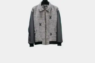 LV Mixed Leather Wool Blouson Black/Grey