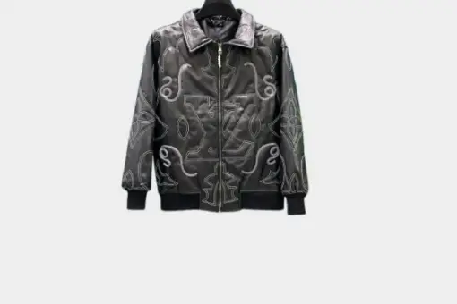 LV Leather Bomber Jacket Black