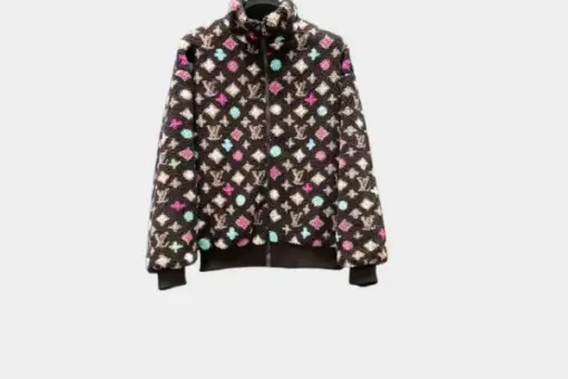 LV Monogram Fleece Parka Jacket Black