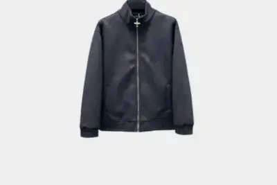 LV Monogram Debossed Leather Tracksuit Jacket Black