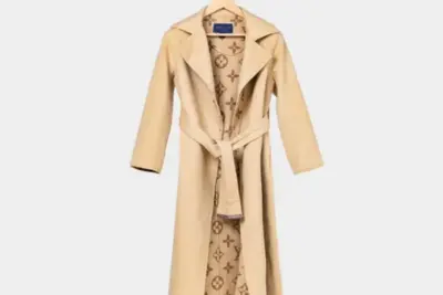 LV Long Wool Coat Full Beige