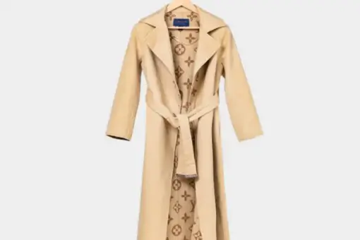 LV Long Wool Coat Full Beige