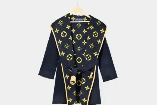 LV Long Wool Coat Black/Yellow