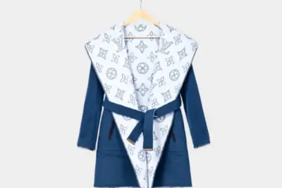 LV Long Wool Coat Blue/White