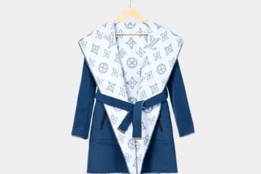 LV Long Wool Coat Blue/White