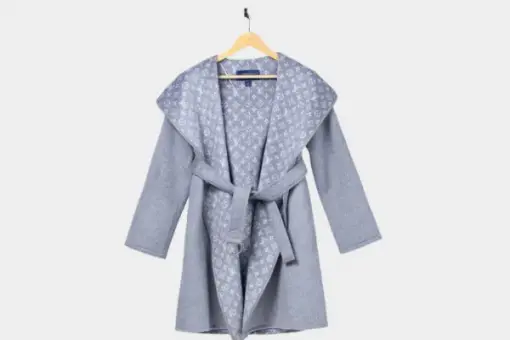 LV Long Wool Coat Full Grey