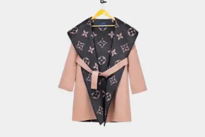 LV Reversible Signature Short Hooded Wrap Coat Black/Brown