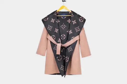 LV Reversible Signature Short Hooded Wrap Coat Black/Brown