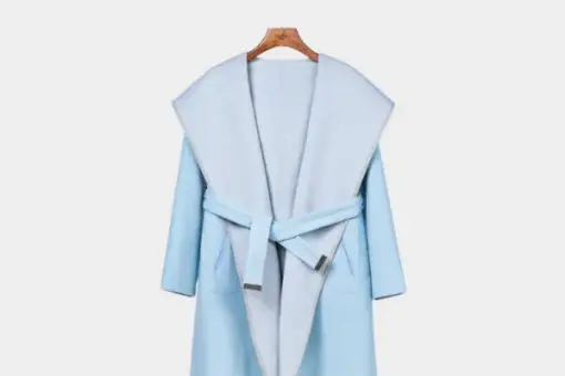 LV Long Wool Coat Sky Blue