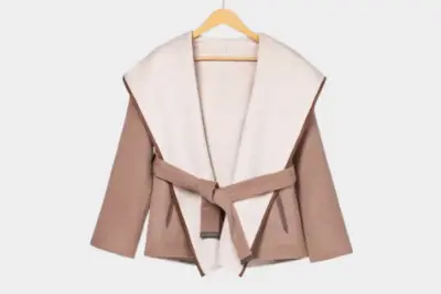 LV Reversible Signature Short Hooded Wrap Coat Brown