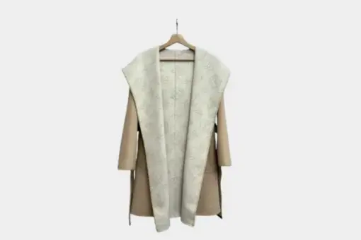 Home / Clothes / LV Clothes LV Long Wool Coat Beige with Logo Interior