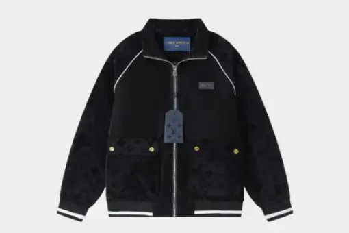 LV Monogram Debossed Tracksuit Jacket Black