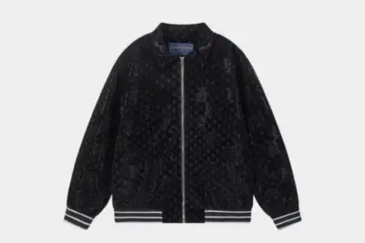 LV Monogram Debossed Suede Jacket Black