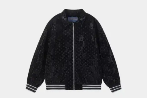 LV Monogram Debossed Suede Jacket Black