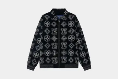 LV Embellished Silk Flight Suit Jacket Black