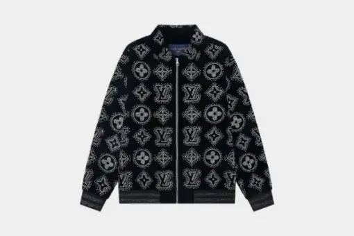 LV Embellished Silk Flight Suit Jacket Black