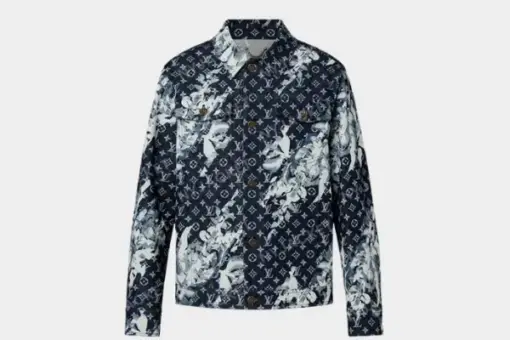 LV Travis Kelce Blue Slashed Floral Print Jacket