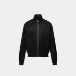 LV Monogram Debossed Leather Tracksuit Jacket Noir