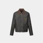 LV Embroidered Denim Jacket Brown
