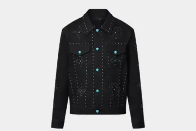 LV Embroidered Denim Jacket Black