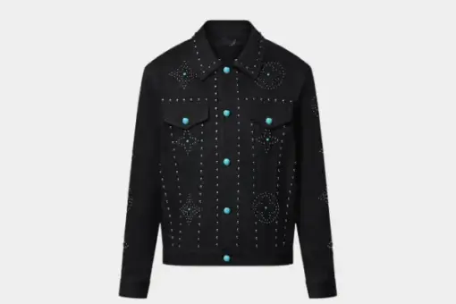 LV Embroidered Denim Jacket Black