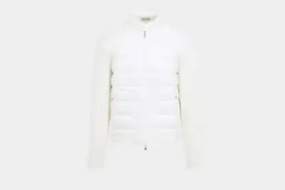 Lined Zip-up Cardigan White