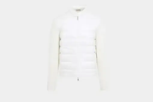 Lined Zip-up Cardigan White